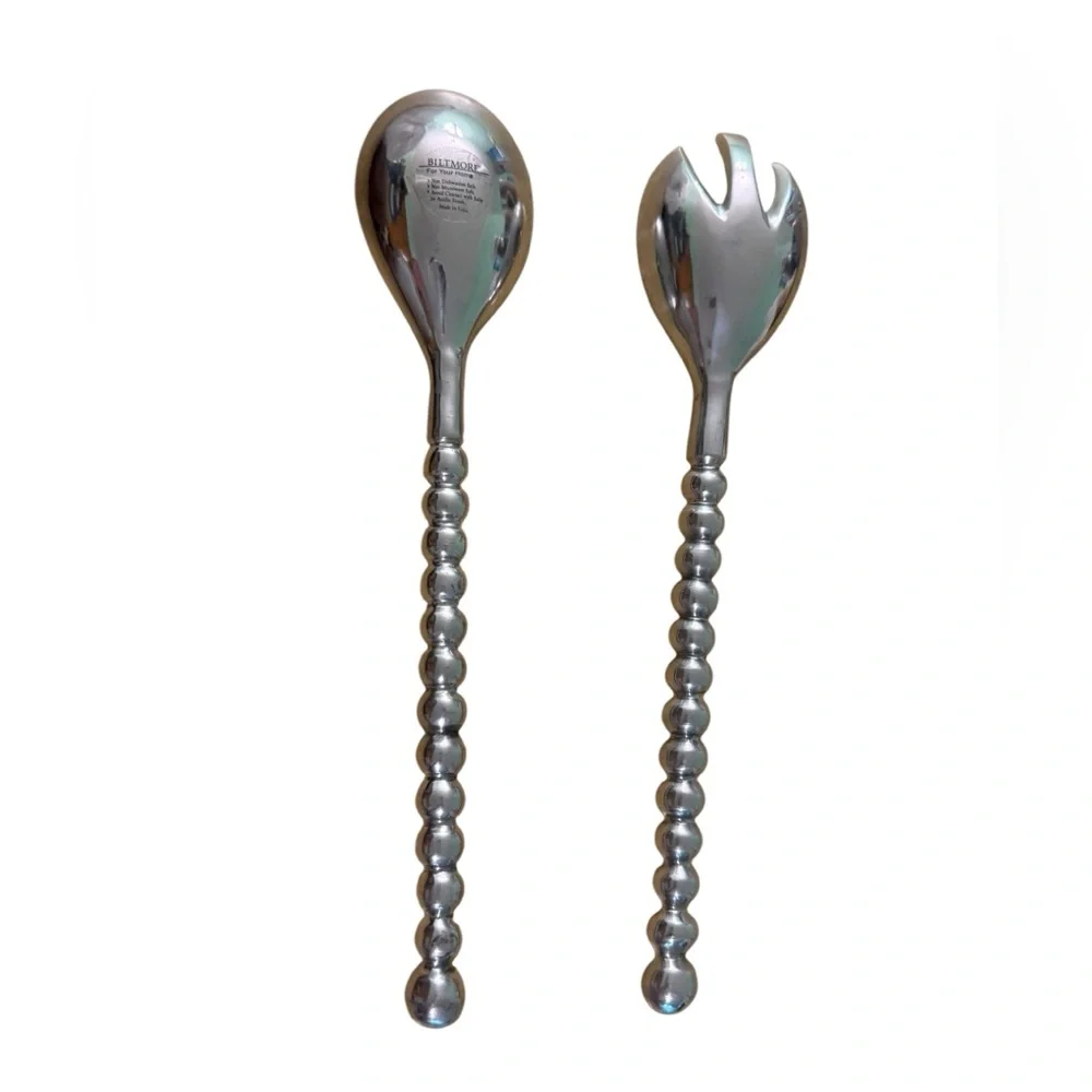 Biltmore Silver Beaded Salad Server Set 2-Pc‎ Spoon & Fork Classic Elegant
